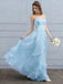 Elegant Blue Sweetheart A-Line Long Prom Dress Ideas, Evening Party Dresses,WGP1795