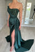 Chic Green Sweetheart Mermaid Side Slit Long Prom Dress Ideas, Evening Party Dresses,WGP1957
