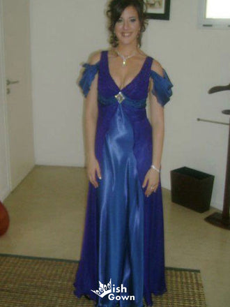 Gorgeous V-neck Off-shoulder A-line Long Prom Dress Ideas, Evening Party Dresses,WGP1678