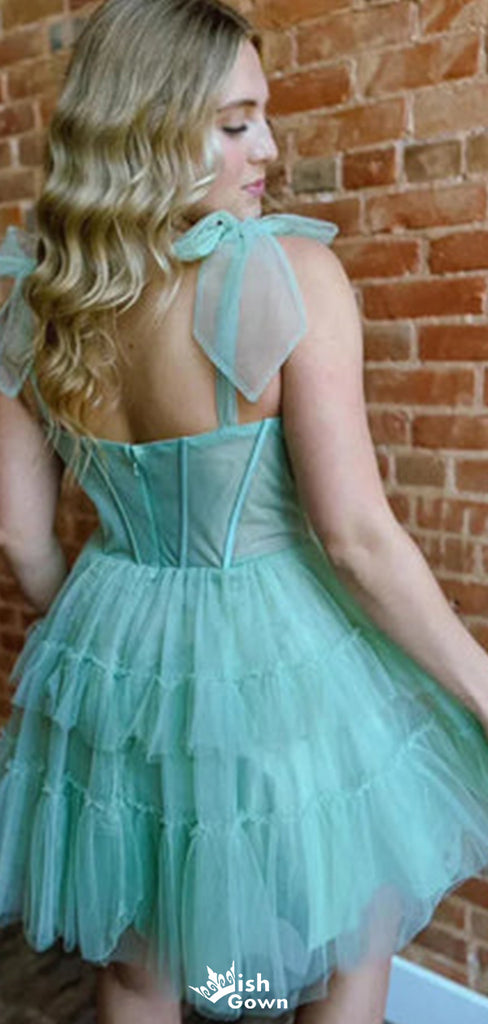 Elegant Sweetheart Spaghetti Strap A-line Short Mini Homecoming Dress,EPT330