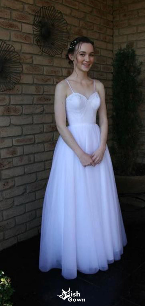 Elegant Spaghetti Strap A-line Long Prom Dress Ideas, Evening Party Dresses,WGP1700