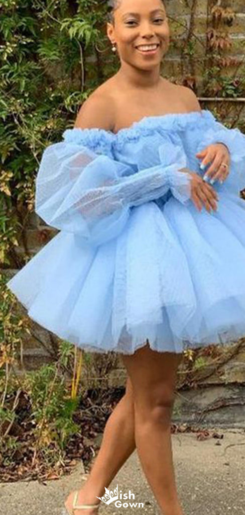 Elegant Off-shoulder A-line Short Mini Homecoming Dress,EPT529