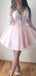 Sexy V-neck Long Sleeves A-line Short Mini Homecoming Dress,EPT537