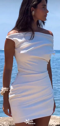 Casual Off-shoulder Sheath Short Mini Homecoming Dress,EPT546