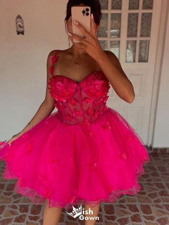 Gorgeous Spaghetti Strap A-line Short Mini Homecoming Dress,EPT547