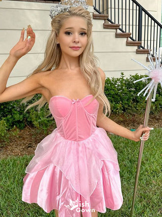 Elegant Strapless A-line Short Mini Homecoming Dress,EPT564