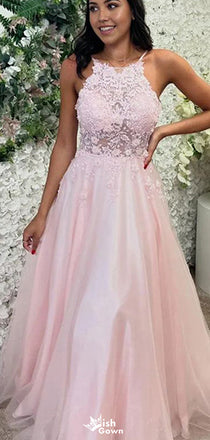 Elegant Halter A-line Long Prom Dress Ideas, Evening Party Dresses,WGP1723