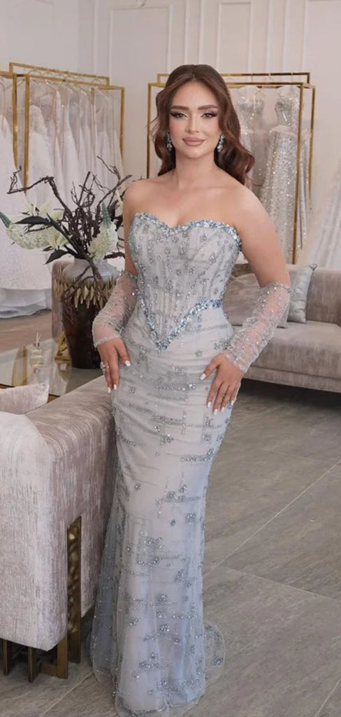 Unique Blue Sequin Sweetheart Sleeveless Mermaid  Long Prom Dress Ideas, Evening Party Dresse,WGP1692