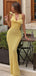 Elegant Yellow V-Neck Mermaid Long Prom Dress Ideas, Evening Party Dresses,WGP1932