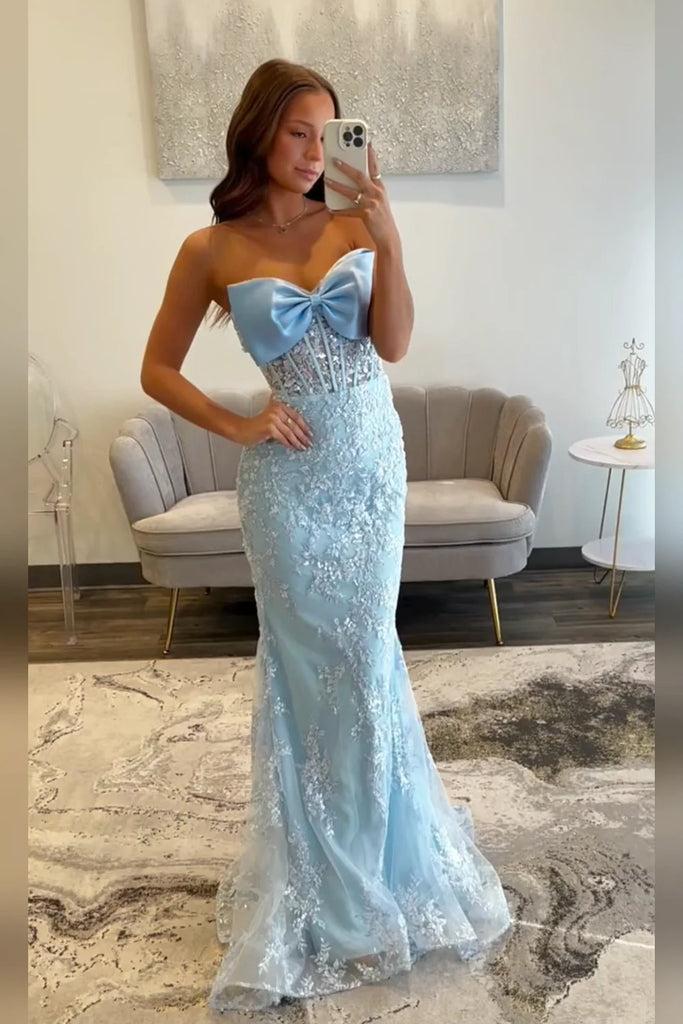 Unique Blue Applique Sweetheart Mermaid Long Prom Dress Ideas, Evening Party Dresses,WGP1898