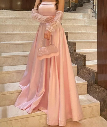 Elegant Pink Sweetheart A-Line Long Prom Dress Ideas, Evening Party Dresses,WGP1877