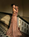 Elegant Brown Long Sleeve A-Line Long Prom Dress Ideas, Evening Party Dresses, WGP2024