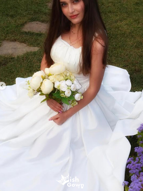 Elegant White A-line Long Prom Dress Ideas, Evening Party Dresses,WGP1734