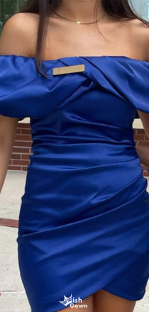 Elegant Off-shoulder Sheath Short Mini Homecoming Dress,EPT574