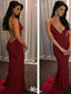 Sexy Red V-Neck Spaghetti Strap Mermaid&nbsp;Long Sleeveless Long Party Prom Dresses,Evening Dress Online, WGP801