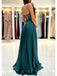 Sexy A-Line Spaghetti Straps Side Slit Floor-Length Backless Sleeveless Prom Dresses,Wedding Guest Gowns,WGP319