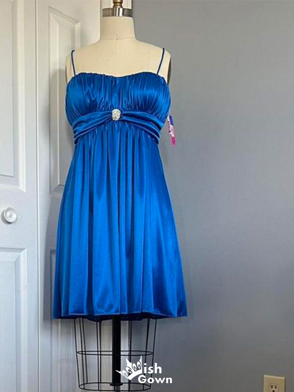 Elegant Spaghetii Strap A-line Short Mini Homecoming Dress,EPT617