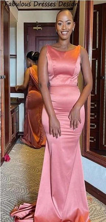 Elegant Mermaid Sleeveless Lace Up Popular Cheap Maxi Long Wedding Guest Bridesmaid Dresses,WGM286