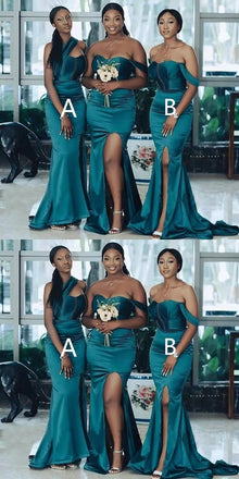 Mismatched Mermaid Sweetheart Sleeveless Side Slit Popular Cheap Maxi Long Wedding Guest Bridesmaid Dresses,WGM327