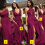 Unique Burgundy Mismatched Sleeveless Mermaid Long Bridesmaid Dresses Online,WGM470