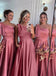 Elegant Pink One-Shoulder Sleeveless Mermaid Long Bridesmaid Dresses Online, WGM433