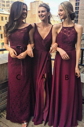 Elegant Red Mismatched Sleeveless Mermaid Long Bridesmaid Dresses Online,WGM443