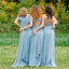 Elegant Blue Mismatched Sleeveless A-Line Long Bridesmaid Dresses Online,WGM463