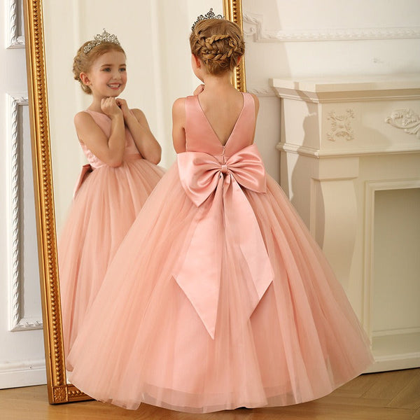 Flower Girls with Bow A-line Princess Gown for Wedding Kids Dress,FGD042