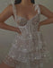 Sparkly White Spaghetti Strap A-Line Short Homecoming Dresses For Birthday Party, EPT711