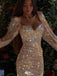 Shiny Sweetheart Long Sleeve Mermaid Sequin Short Homecoming Dresses For Party, EPT668
