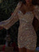 Shiny Sweetheart Long Sleeve Mermaid Sequin Short Homecoming Dresses For Party, EPT668