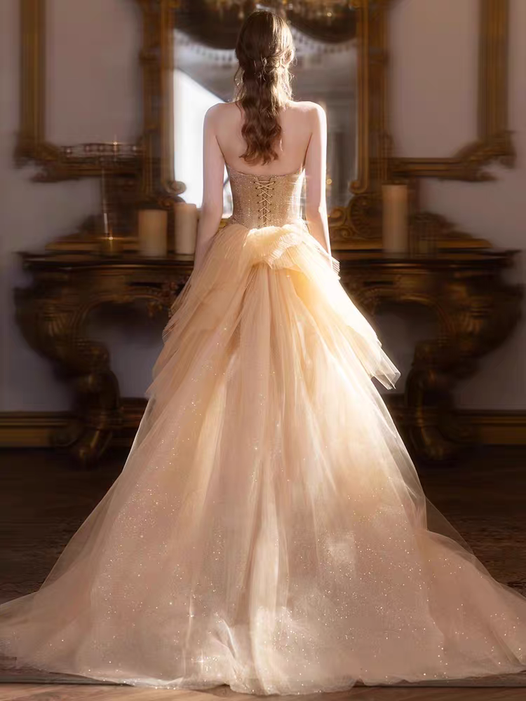 Shiny Gold Sweetheart Mermaid Short Homecoming Dresses For Party, EPT676