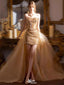 Shiny Gold Sweetheart Mermaid Short Homecoming Dresses For Party, EPT676