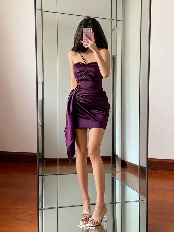 Sexy Purple Sweetheart Sleeveless Mermaid Short Homecoming Dresses For Party, EPT666