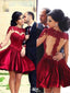 Charming Red Halter Long Sleeve A-Line Short Homecoming Dresses For Birthday Party, EPT714