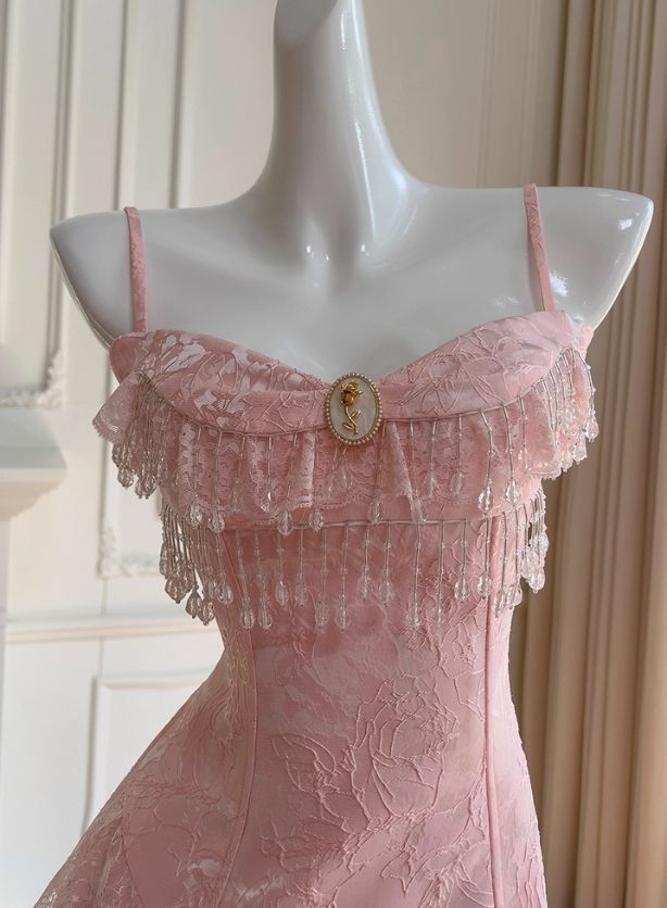 Elegant Pink Spaghetti Strap High Low Sleeveless Homecoming Dresses For Birthday Party, EPT696