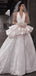 Elegant White V-Neck A-Line Long Wedding Dresses With Sweep Trailing ,WDH170