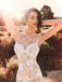 Elegant White Spaghetti Strap Lace Mermaid Long Wedding Dresses With Sweep Trailing,WDH180