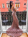 Sexy Pink Mermaid Sequin Off Shoulder Maxi Long Party Prom Dresses,WGP281