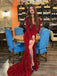 Sexy Red Mermaid Side Slit Long Sleeves Party Prom Dresses,Evening Dresses,WGP291
