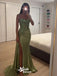 Sexy Green Spaghetti Strap Sleeveless Mermaid Side Slit Long Prom Dress Ideas, Evening Party Dresses,WGP1859