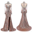 Long Sleeves Sexy Side Split High Neck Sequin Shinning Long Prom Dresses, WG1024