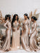 Gorgeous Champagne Gold Multiple Types Pleats Satin Mermaid Bridesmaid Dresses, WGM066