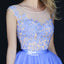 Light Blue Appliques Flower Sleeveless A-line Short Homecoming Prom Dress, WGP037