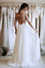 V-back Sexy Long White Lace Wedding Party Dresses, Chiffon Bridal Gown, WD0091