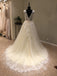 Tulle Applique V Back Formal A Line Long Wedding Dress for Brides, WG1205