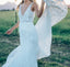 Affordable Mermaid Lace V Neck Elegant V Back Long Wedding Dresses, BW156 - Wish Gown
